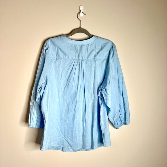J.Mclaughlin Haxton Blouse Blue Button-Up 100% Cotton Preppy Old Money Sz XL - Picture 5 of 5